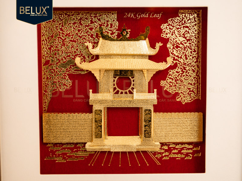 Tranh Khuê Văn Các Dát Vàng 24k 25x25cm